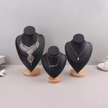 Organizador de terciopelo para exhibición de collares, soporte de exhibición de Joyas, busto de Maniquí, colgante de collar, exhibición de ventana WTJ8 - Negro - Ver 13