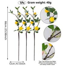 25.98Inch Artificial Lemon Branch Yellow Fruit Lemon Branch Long Stem Green Plant Leaves Suitable For Farmhouse Family Kitchen Vase Wedding Party Home Decoration