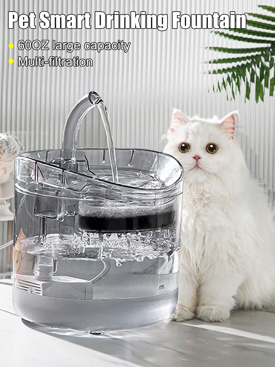 新款宠物饮水机,智能小型犬猫饮水器,循环新鲜水,底部静音,适配器和 USB 供电,用完自动断电,猫咪必备,狗狗必备 - 彩色 - 查看 1