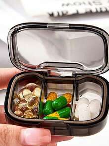1PC Portable Mini Pill Box Travel Pill Box Carry-On Medicine Box 3-Grid Pill Storage And Packaging Box Medicine Organizer And Pill Container For Daily Use, Suitable For Travel Or Home Use - Multicolor - View 2