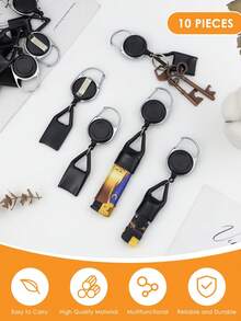 10 Piece Retractable Lighter Clip Holder Keychain With Clip, Classic Lighter Cover For Convenience (Black)