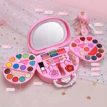 女童化妆套装公主化妆包礼盒儿童演出彩妆套装仿真梳妆台口红眼影腮红儿童过家家化妆化妆品非真妆 - M-635 彩妝包 - 查看 8