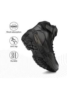 Men's Military Tactical Work Boots Hiking Motorcycle Combat Bootie - Black - View 9