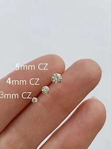 6pcs/Set 18k Gold & Silver Cubic Zirconia Spiral Nose Studs, 3-4-5mm Suitable For Everyday Wear, Valentine's Day, Carnival, Mother's Day Gifts
