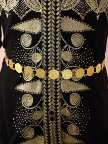 1pc Fashionable Moroccan Middle Eastern Ottoman Pattern Metal Waist Belt For Women, Adjustable Length Lobster Clasp Chain, Suitable For Weddings, Banquets, Festivals & Parties (2 Chain Pendants Randomly Sent) - Waist Chain - View 6