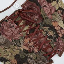 Womens Vintage 1920s Renaissance Lace Trim Corset Bustier, Retro Fashion - Bunga Coklat - View 4