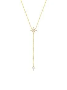 1 件 S925 纯银 Y 形钻石锁骨项链女士生日礼物珠宝 - 金色 - 查看 5