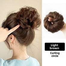 合成发夹凌乱发髻棕色发髻甜甜圈垫弹性发绳橡皮筋接发女士
