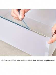 4/6 件透明可堆叠鞋盒，金属边缘设计，增强耐用性和质量，防尘抗氧化塑料柜，多层可折叠，适用于卧室 - 無色 - 查看 6