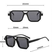 1 件女士复古方形框架眼镜，双桥，防眩光，海滩配饰