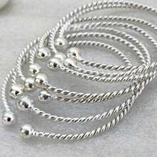 5件/10件复古波西米亚风手镯，10毫米银珠手链，波西米亚风叠戴手链，手工银质手镯，女士日常派对首饰礼品 - silvery2 - 查看 2