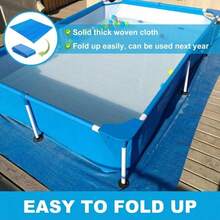 Premium PE Square Pool Cover - Durable Protective Film For Swimming Pools Above-Ground Pool Heat Insulation Cover - Durable PE Bubble Film, Dustproof, All-Season Protection For Pools & Spas, Blue & White Design, Easy To Install With Rope And Fittings Included, Pool Cover Accessories Blue Square Above Ground Pools Cover With Frame - Blue - View 7