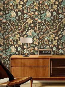 1 rollo de papel tapiz autoadhesivo de estilo europeo vintage de tono oscuro, papel de contacto de vinilo impermeable, papel tapiz bohemio extraíble para dormitorio, decoración del hogar, 17.53x394 pulgadas, decoración de pared, decoración de habitación, decoración de cocina, decoración de sala de estar
