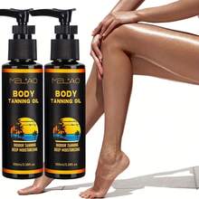 2-Pack MELAO Body Tanning Oil - Enhances Tanning Effect, Ultra Moisturizing, Alcohol-Formula With Vitamin E, Suitable All Light Beige Skin Tones, Summer Beach And Indoor Use, Unisex - 2 - View 3
