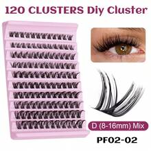 120 piezas de extensiones de pestañas estilo ojo de gato D-Curl esponjosas, racimos de pestañas gruesas de 8-16 mm, extensiones esponjosas naturales, kit de extensiones de pestañas falsas de mink DIY, voluminizador de pestañas, textura de pestañas suave y esponjosa, look de maquillaje dramático y desordenado, adecuado para cosplay, actuaciones, uso en fiestas - D - Ver 12