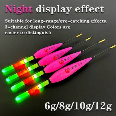 1 套 LED 钓鱼浮标，带重力传感器和变色灯，电池供电，IPX7 防水，高能见度聚合物，不可充电，适合 1968.5 英寸以下的夜钓
