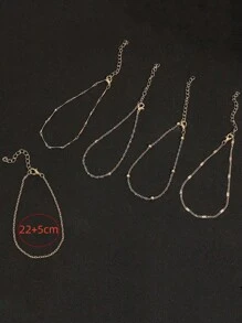 5 peças/Conjunto Tornozeleiras de Contas Empilháveis Minimalistas, Joias de Pé Elegantes para Mulheres, Adequado para Festa na Praia