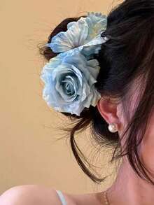 1 件蓝色花卉发夹，新款蝴蝶发夹，高端度假风格，发饰，夏季配饰，旅行，爪夹，发夹，发夹，发夹，发夹 - 藍色 - 查看 6