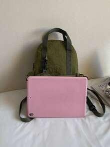 1pc Solid Color Nylon Fabric Unisex Backpack, Multifunctional Handbag Shoulder Bag, Suitable For College Students, Zipper Closure, Daily Use (With Coin Pocket), School Backpack - Multicolor - View 11