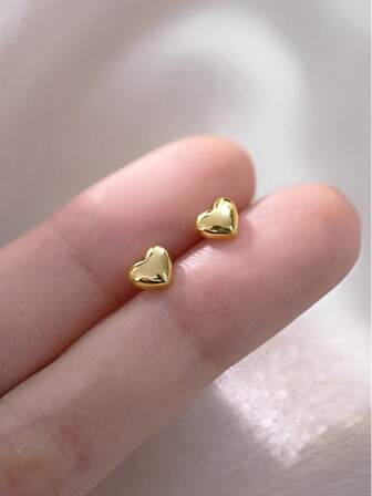 BALMORA 一对优雅精致的S925纯银迷你心形耳环，适合女孩/女士/女朋友/母亲，复古派对/约会礼物，日常佩戴生日礼物。