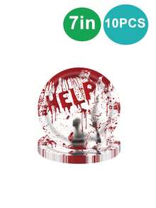 10 pezzi di piatti, tazze e tovaglioli a tema sanguinoso di Ognissanti, set di posate con zombie e scheletro, "Tempi sanguinosi", decorazioni per feste di Ognissanti, regali per feste di compleanno di Ognissanti