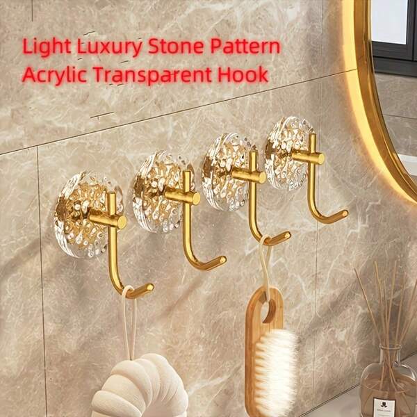 Gancho de parede de luxo 4/1 peças - gancho de acrílico , gancho adesivo para toalhas e roupões sem necessidade de perfuração, multifuncional, adequado para acessórios de cozinha e banheiro, gancho de armazenamento para banheiro, economiza espaço