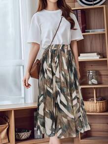 Women's Casual Elastic Waist A-Line Bohemian Skirt