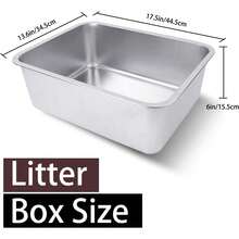 Stainless Steel Cat Litter Box For Adult Cats Or Kitty/Kitten 18"X14"X6" Rust-Proof, High Side, Non Stick, No Smell, Easy To Clean Metal Cat Litter Box - 大號:17.5 英吋長 x 13.6 英吋寬 x 6 英吋高 - 查看 9
