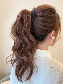 2 Pieces/1 Piece, Simple Matt Solid Color Fish Tail Hair Clips, Elegant Vertical Ponytail Banana Clip Solid Color Casual Polypropylene Ponytail Clip For Daily Commute, Non-Damaging To Hair, Hair Accessories - Multicolor - View 6