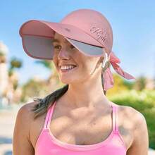 Peicees Wide Brim Visor Hat For Women Golf Visor Cap Sun Protection Hat For Beach Garden Tennis Running Sunshade Hat - Pink - View 11