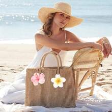 Hibiscus Flower Car Air Freshener | 5pcs Long Lasting Cute Pink Beachy Car Accessories | Car Interior Rear View Mirror Hanging Ornament Scents Decor For Women Teen Girls - Hoa dâm bụt - Xem 4