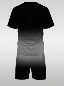 Bộ 2 món gồm áo thun ngắn tay in họa tiết Paris và quần short dây rút dành cho nam, bộ đồ thể thao thường ngày, rất cần thiết cho mùa hè. - Nhiều màu - Xem 2