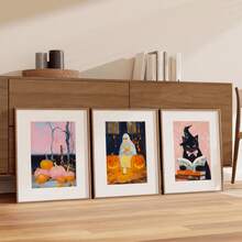 3 件套万圣节画廊套装、黑猫女巫印花、女巫装饰、万圣节墙面套装、万圣节可打印墙面艺术、万圣节装饰、房间装饰美学、家居装饰、帆布墙面艺术、墙面装饰、卧室装饰、可选画框