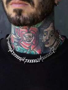 1 chiếc dây chuyền đinh tán bằng thép titan, trang sức cá nhân hóa phong cách hiphop thời trang. - (Chất lượng cao) Dây chuyền gai thép titan - Xem 1