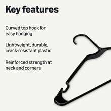 Basics - Perchas de plástico para Adultos, Color Negro, Paquete de 50 - blanco - Ver 7