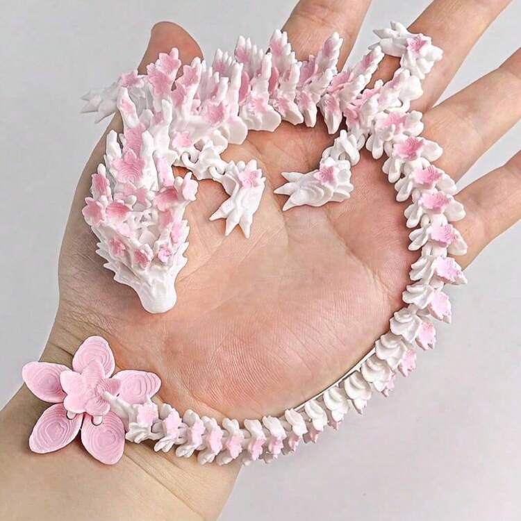 1 件 3D 打印铰接式樱花龙，彩色家庭办公桌面装饰雕像，适用于各种房间装饰，是万圣节、圣诞节、感恩节的绝佳礼物 - 彩色 - 查看 2