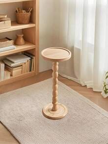 Meja Samping Kayu Bundar Modern, Meja Ujung, Meja Kopi Kayu, Meja Teh Kayu, Meja Samping Kecil, Meja Kopi Multifungsi untuk Ruang Tamu, Sofa, Kamar Tidur, Dudukan Tanaman Kayu, Furnitur Dekorasi Rumah, 24D x 24W x 60H Cm - MultiWarna - View 5