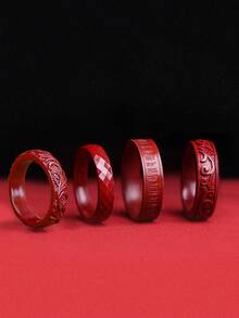 风水朱砂戒指，真品朱砂戒指，复古中国风高朱砂含量紫金砂戒指，优雅装饰，男女皆宜，馈赠亲友的完美礼物，象征好运、财富和健康