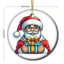 Festive Santa Claus Holding Present-D- Painted Details-Christmas Dration Ideas-Sister Ornaments Gift For Dad Valentine's Gift For Husband - White - View 7