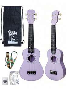 21-Inch Glossy Acoustic Ukulele For Beginners, Adult Kit With Full Accessories (Includes 1 Strap, 1 Spare String Set, 1 Colorful Neck Strap). Eucalyptus Series, Rainbow Color, Glossy Design. - Multicolor - View 9