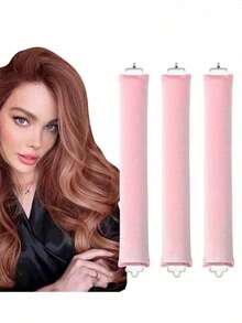 3/1 件无热卷发器隔夜吹干卷发器，配有奢华包包丝巾，无热卷发器头带，适合睡眠，无热卷发器头带带钩，适合所有发质，适合大波浪卷发和睡前卷发，3 厘米超大直径，非常适合懒散的人、返校、旅行度假必需品、女士发饰