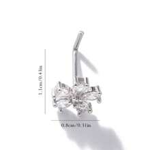 1pc Fashionable Elegant Minimalist Copper & Cubic Zirconia Flower Shaped L-Shaped Nose Stud, Daily Wear, Holiday Party, Birthday Gift For Women