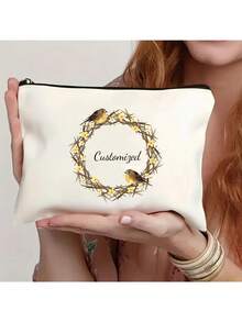 花卉、蝴蝶结、爱心、秋季新品系列、圣诞礼物、节日必备、万圣节、圣诞节、手拿包、零钱包、洗漱包、化妆包、DIY、送女友的礼物、情人节、送妈妈的礼物、母亲节、旅行、包包、女士手提包、旅行必备、托特包、定制姓名 - 米色 - 查看 8