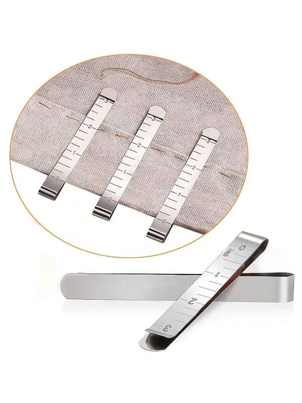 Silber-graue Säumklammern-Set mit integriertem Maßband für Näh- und Patchwork-Projekte