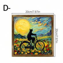 1 幅 2D 平面黑猫与水果碗壁画 - 复古木框油画，梵高风格星夜装饰，适合客厅、卧室、办公室 - 独特的家居礼物创意，桌面装饰，趣味设计，木框，2D 平面艺术品