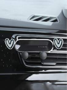 The New Car Phone Holder With A Cute Heart-Shaped Cartoon Design Is A Car Air Vent Navigation Support Bracket For Car Interior Decoration,Upgraded Silver PVC Dashboard Air Vent Mount For Women, Simple And Easy To Install, Air Vent Phone Car Mount, Detachable, Washable, Durable, Can Be Firmly Fixed In The Car, Suitable For Any Model. And Reliable, Firmly Inlaid