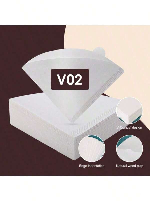 Filtro de café branco V02 - Filtro de papel descartável em formato de cone para cafeteiras de coador e de filtro - 50/100/200 peças de papel sem carga, suprimentos comerciais