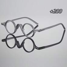 1 buc Ochelari de citit rotunzi retro pentru bărbați, vintage, mici, personalizați, eleganți, ușori, de înaltă calitate, vedere clară pentru computer, citit, jocuri, disponibili în 100-350 de grade