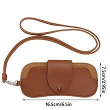 Portable Sunglasses Storage Bag Glasses Case Hanging Neck PU Leather Glasses Holder Protective Sleeve With Lanyard Sunglasses Pouch