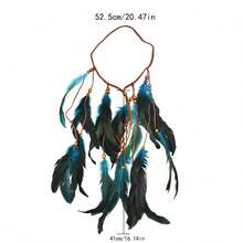 1 件女士跨境多色长羽毛头带，波西米亚复古风格别致发饰，适合万圣节日常使用